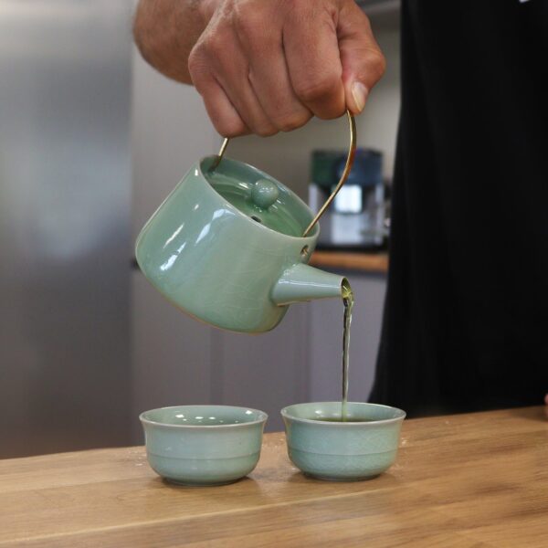 Herbal Jade Teapot Set - Pot & Two Cups - Image 4