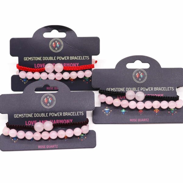 Gemstone Double Power Bracelets- Rose Quartz - Image 2