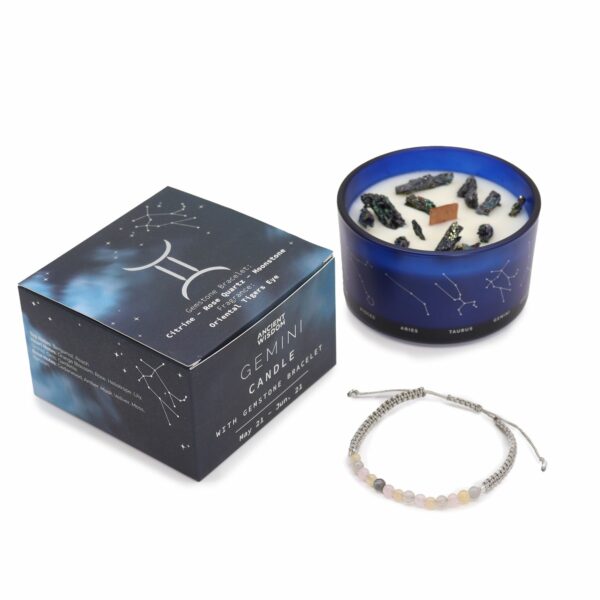 Zodiac Crystal Candle with Gemstone Bracelet - Gemini - Image 3