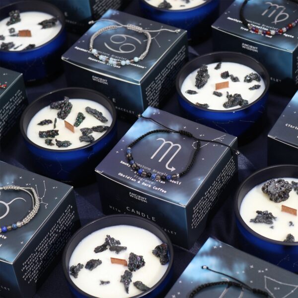 Zodiac Crystal Candle with Gemstone Bracelet - Cancer - Image 2