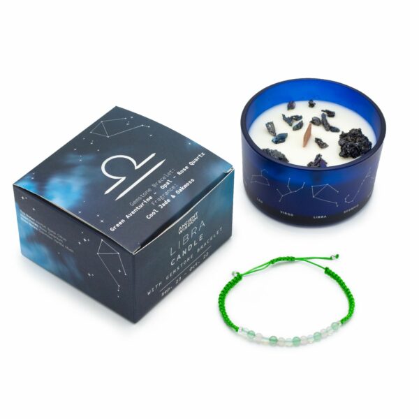 Zodiac Crystal Candle with Gemstone Bracelet - Libra - Image 2