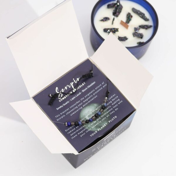 Zodiac Crystal Candle with Gemstone Bracelet - Scorpio - Image 4