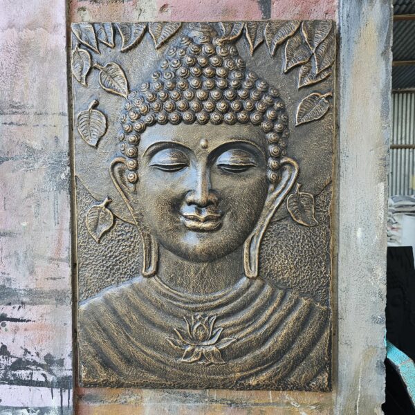 Large Buddha Iron Frame Antique Gold Relief - 0.7x1m - Image 2
