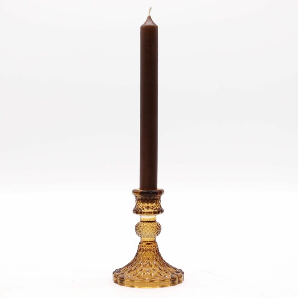 Vintage Dinner Candle Holder - Antique Amber - Image 2