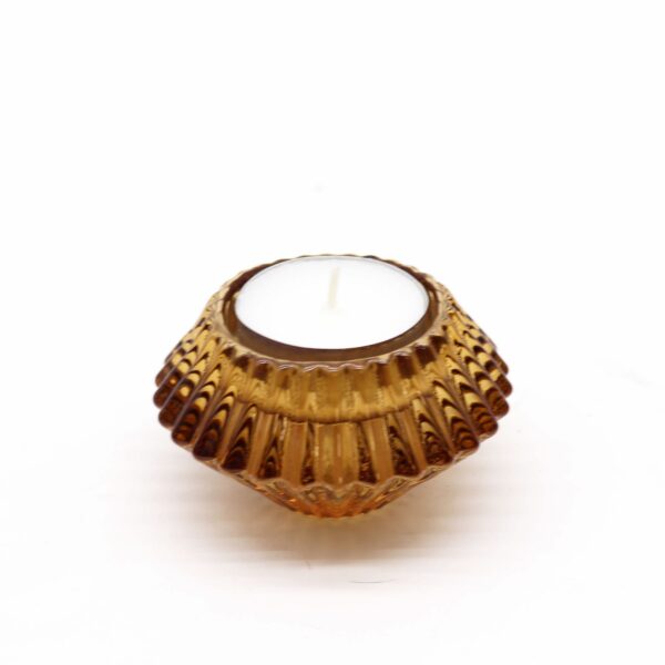 Flower Flip Dinner Candle / Tealight Holder - Antique Amber - Image 3