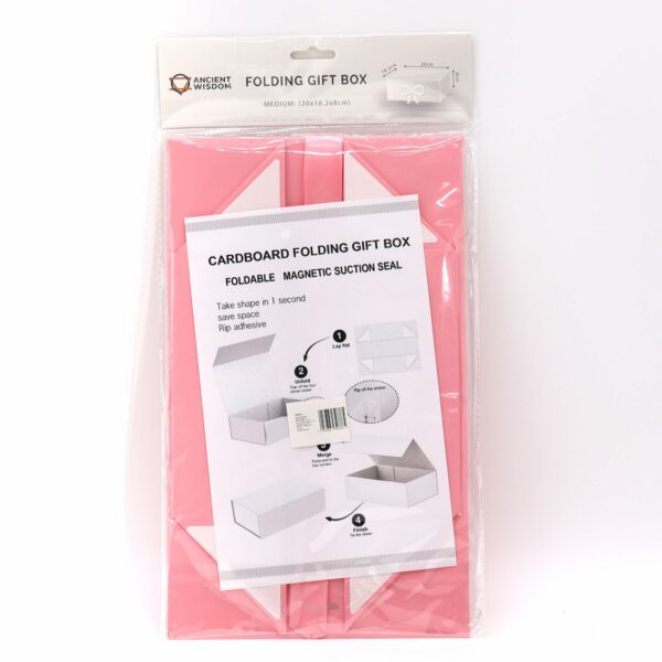 Flat Pack Gift Box - Medium Square (20x18.2x8cm) - Pink - Image 4