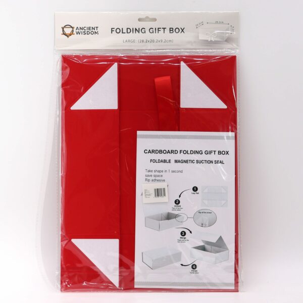 Flat Pack Gift Box - Large  (28.2x20.2x9.2cm) - Red - Image 6