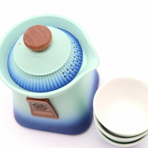 Temple Teapot Set & Three Cups - Blue Heaven - Image 4