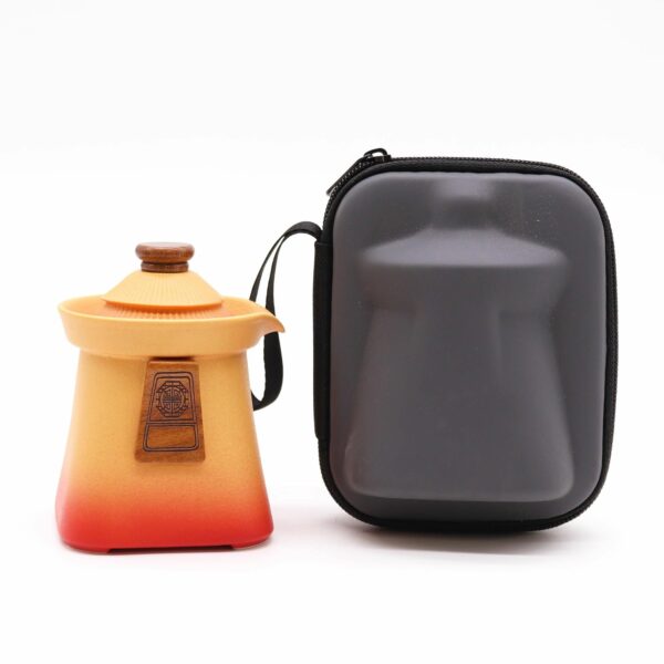 Temple Teapot Set & Three Cups - Orange Earth - Image 2