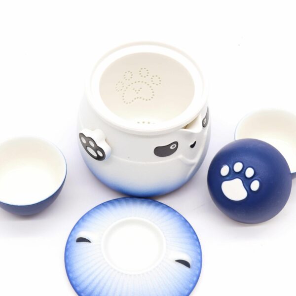 Panda Teapot Set & Three Cups - Sky Blue - Image 4