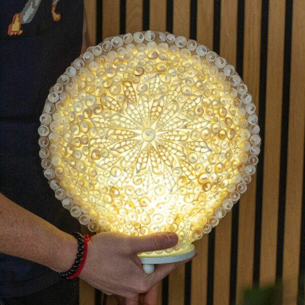Boho Sea Shell Lamp - Cut Art Shell Large Round - 30cm - Image 4