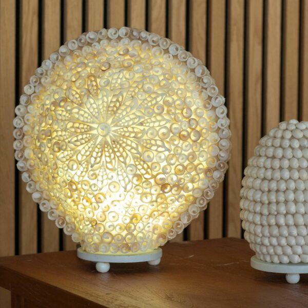 Boho Sea Shell Lamp - Cut Art Shell Large Round - 30cm - Image 5