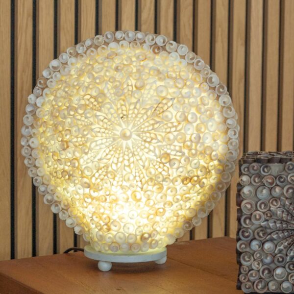 Boho Sea Shell Lamp - Cut Art Shell Large Round - 30cm - Image 7