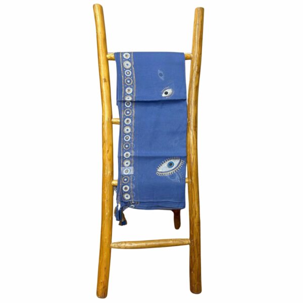 Nomad Sari On the Med Collection - Pario - Rich Blue & Gold Hand Painted Evil Eye Design - Image 2