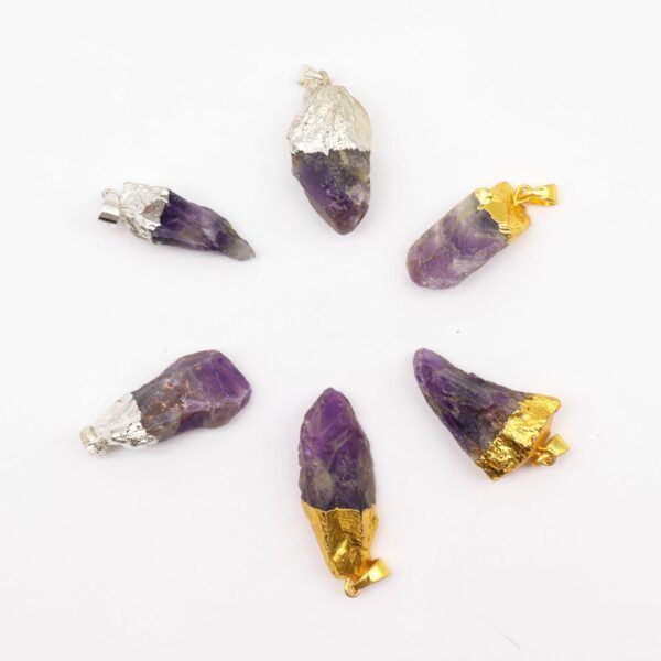 Gemstone Amethyst Gold & Silver Plated Pendants (6 assorted)