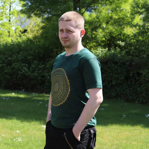 Small Stone Washed T-Shirt - Mandala - Green - Image 2