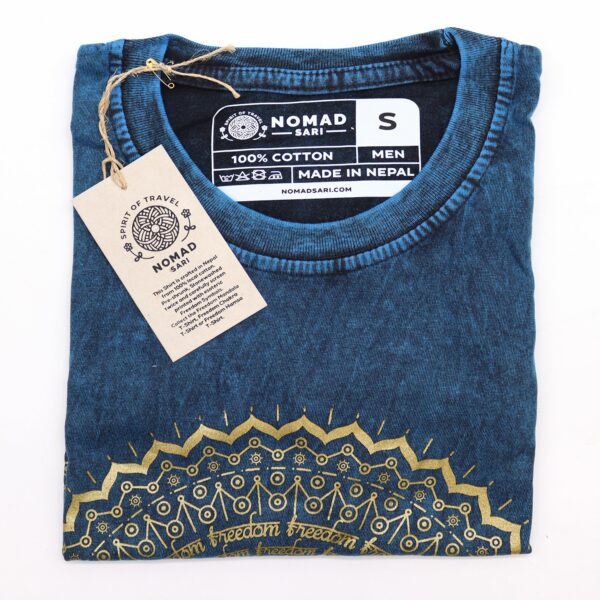 Small Stone Washed T-Shirt - Mandala - Blue - Image 2