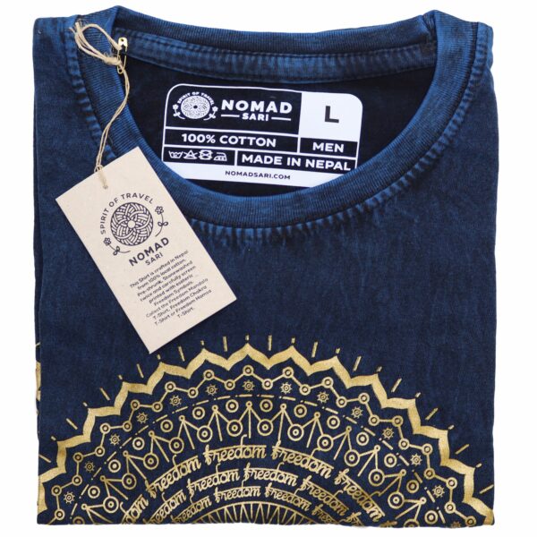 Large Stone Washed T-Shirt - Mandala - Blue - Image 2