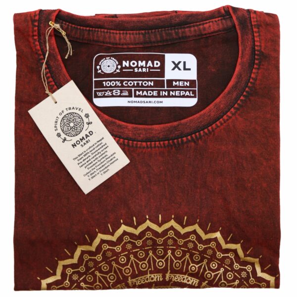 XLarge Stone Washed T-Shirt - Mandala - Maroon - Image 2