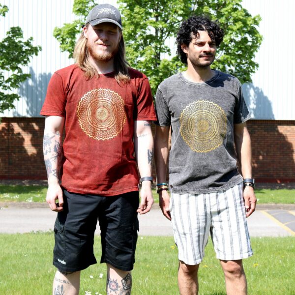 XLarge Stone Washed T-Shirt - Mandala - Maroon - Image 3