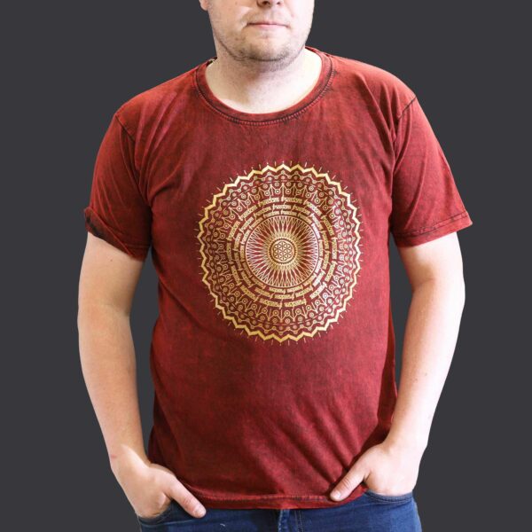 XLarge Stone Washed T-Shirt - Mandala - Maroon - Image 4