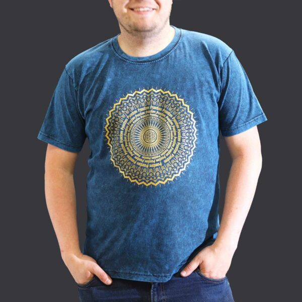 XLarge Stone Washed T-Shirt - Mandala - Blue - Image 2