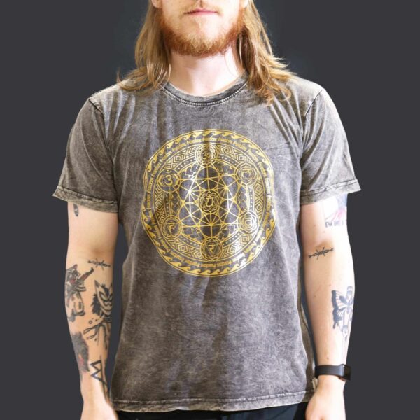 Large Stone Washed T-Shirt - Chakra - Dark Grey - Image 2