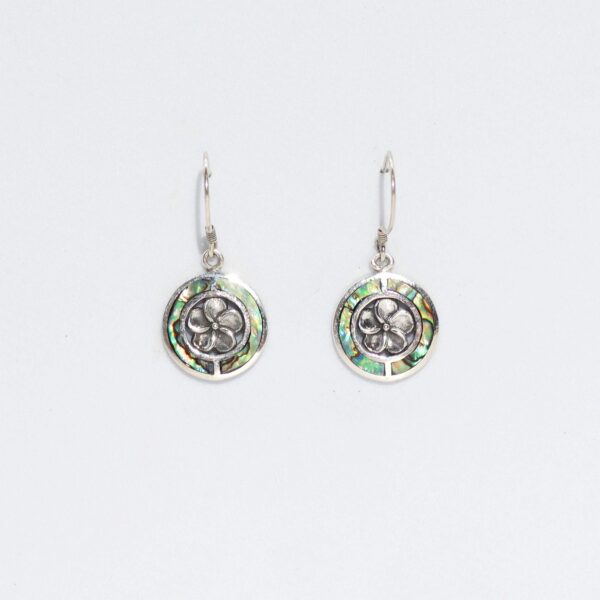 Shell & Silver Earrings - Frangipani - Abalone - Image 2