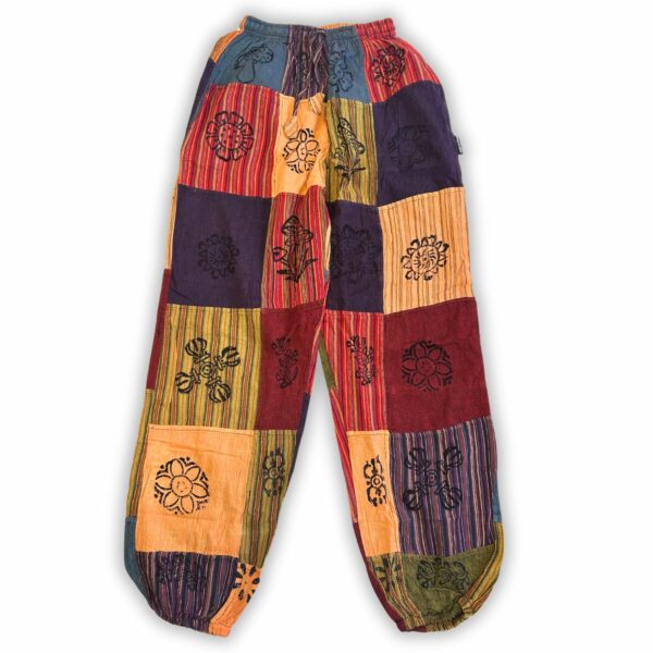 Nomad Sari - Mushroom Pants - Block Print Designs - Orange Tones S/M - Image 2