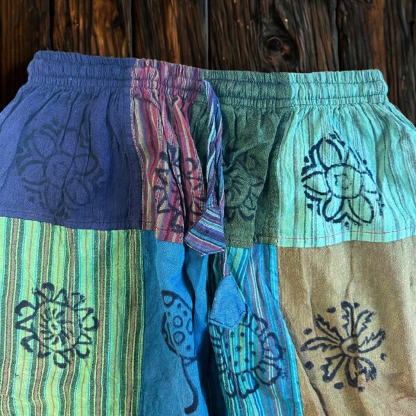 Nomad Sari - Mushroom Pants - Block Print Designs -Green Tones S/M - Image 3