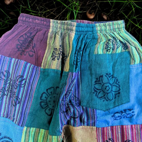 Nomad Sari - Mushroom Pants - Block Print Designs -Green Tones S/M - Image 4