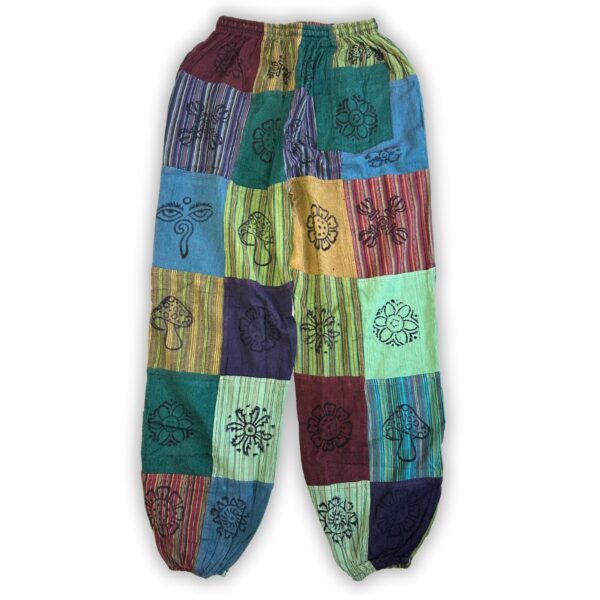 Nomad Sari - Mushroom Pants - Block Print Designs - Green Tones L/XL - Image 2
