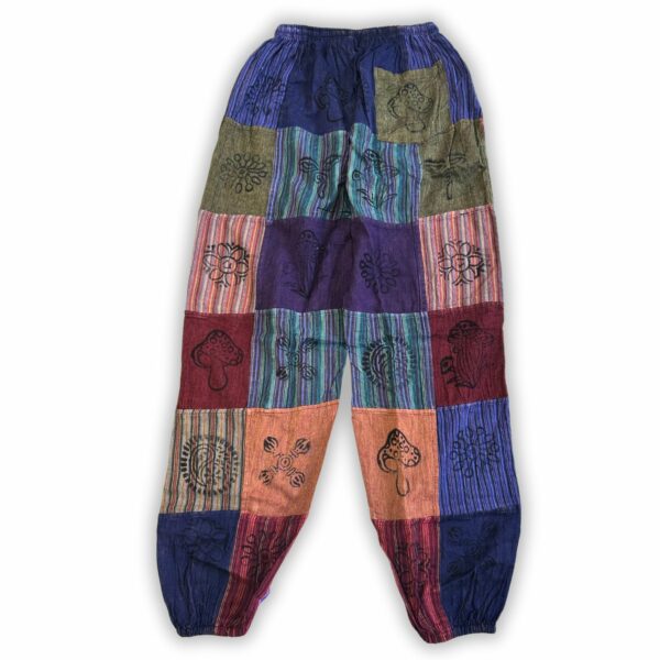 Nomad Sari - Mushroom Pants - Block Print Designs - Purple Tones L/XL - Image 2