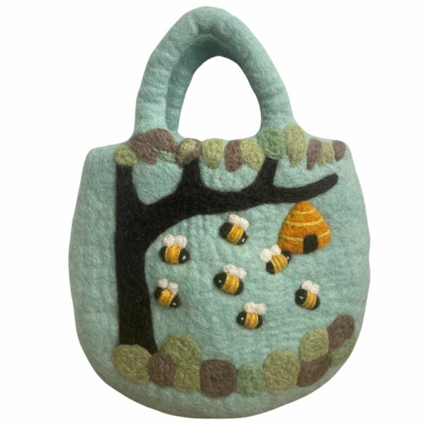 Tree and Beehive Felted Bag - Image 2