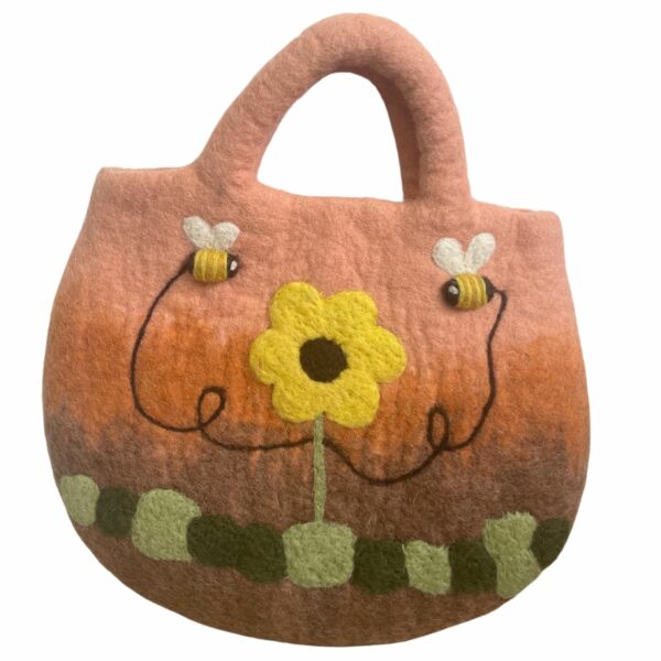 Sun Flower & Bees Felted Bag - Image 2