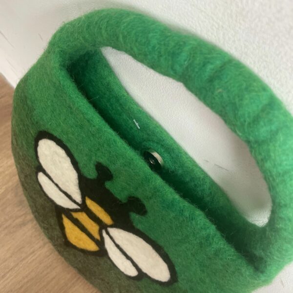 Water Felted Bee Bag - One Handle with Magnet - Garden Greens - Image 4