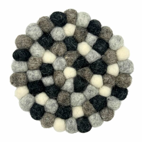 Felt Ball Round Coasters - Multi Grey colour (set of 4) - Image 3