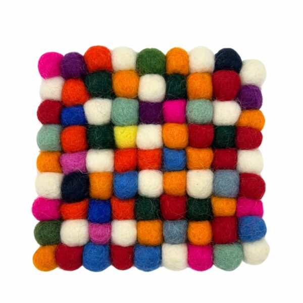 Felt Ball Square Coasters - Multi Grey colour (set of 4) - Image 3
