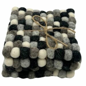 Felt Ball Square Coasters - Multi Grey colour (set of 4)