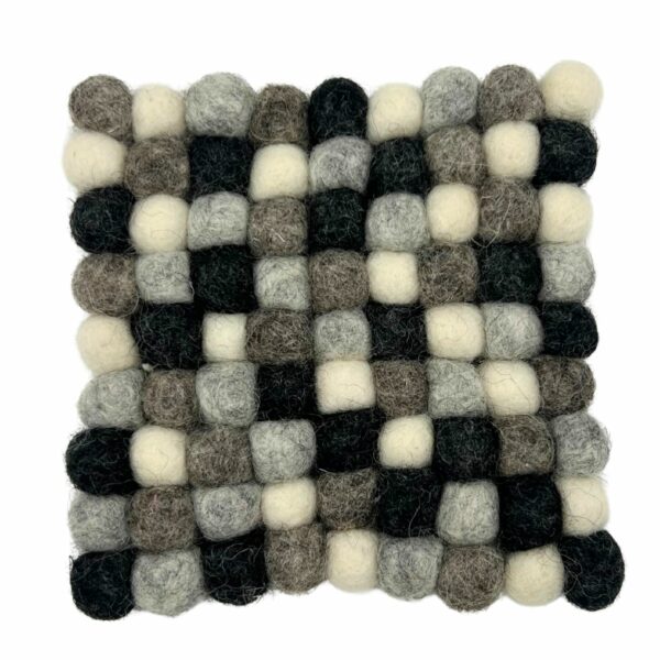 Felt Ball Square Coasters - Multi Grey colour (set of 4) - Image 3