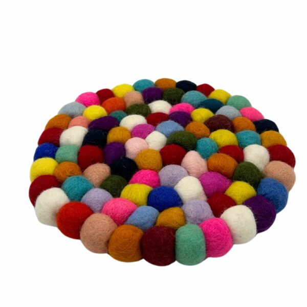 Felt Ball Round Placemat - Multi Colour - Image 2