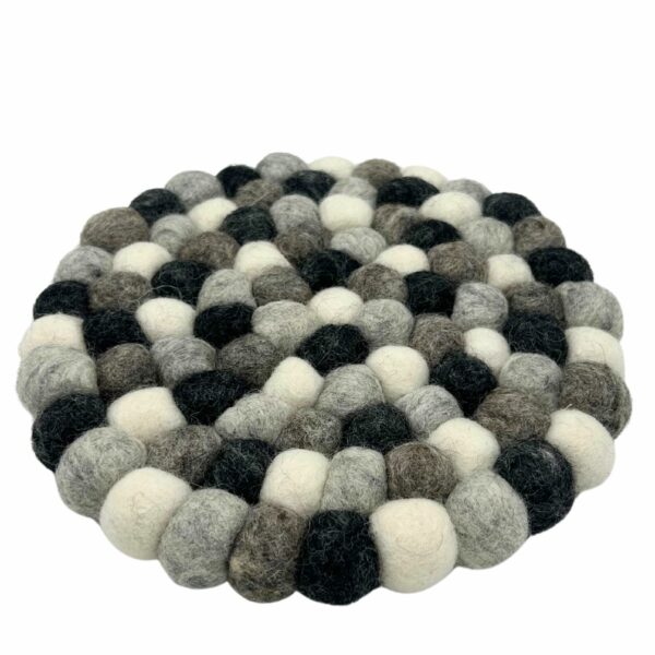 Felt Ball Round Placemat- Multi  Grey Colour - Image 2