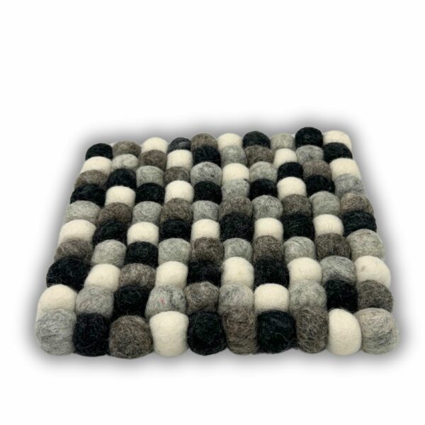 Felt Ball Square Placemat -Multi  Grey Colour - Image 2