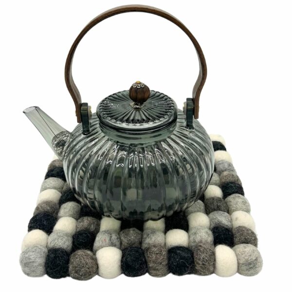 Felt Ball Square Placemat -Multi  Grey Colour - Image 3