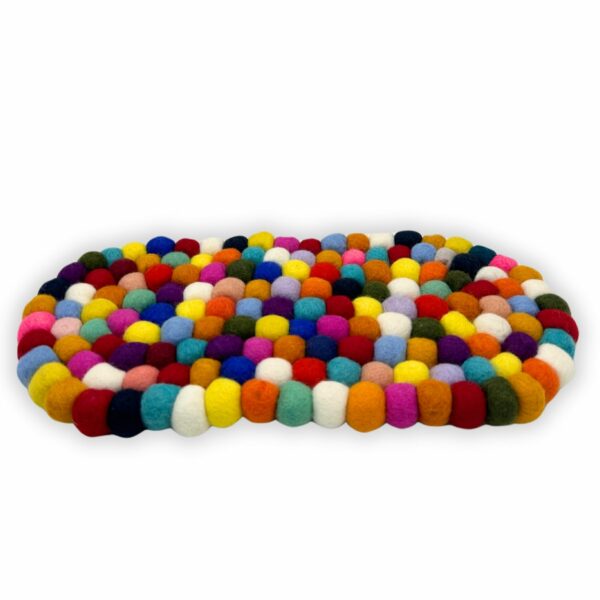Felt Ball Oval Centre Mat - Multi Colour - Image 2