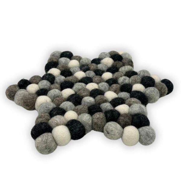 Felt Ball Star Centre Mat - Multi Grey Colour - Image 2