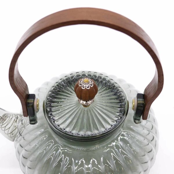 Glass Infuser Teapot - Charcoal Ribbed Pearl - 950ml - Image 2