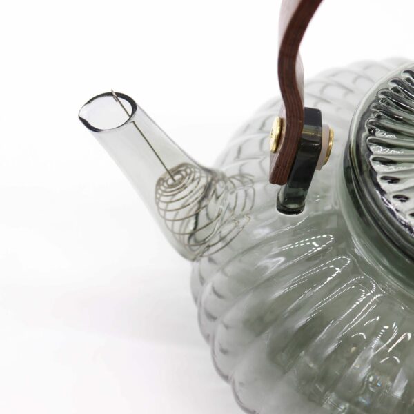 Glass Infuser Teapot - Charcoal Ribbed Pearl - 950ml - Image 3