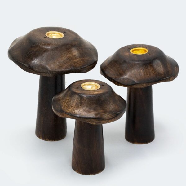 Set of 3 Flat Incense Cone Mushrooms (13cm 12cm 11cm) - Image 3