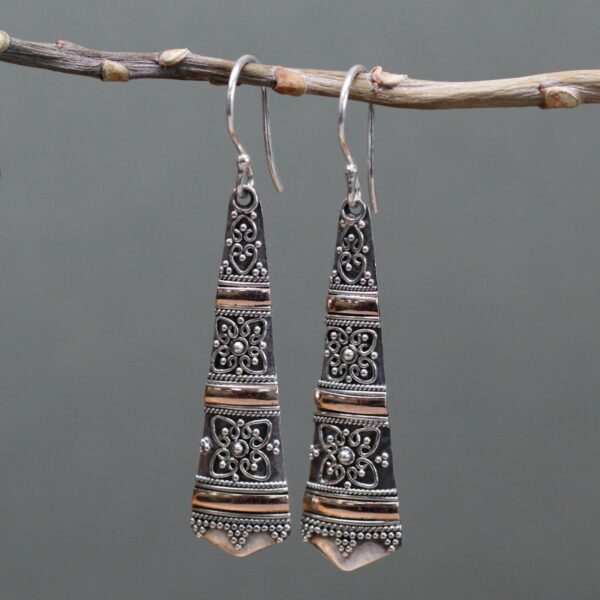 Silver & Gold Earring - Tribal Drops - Image 3